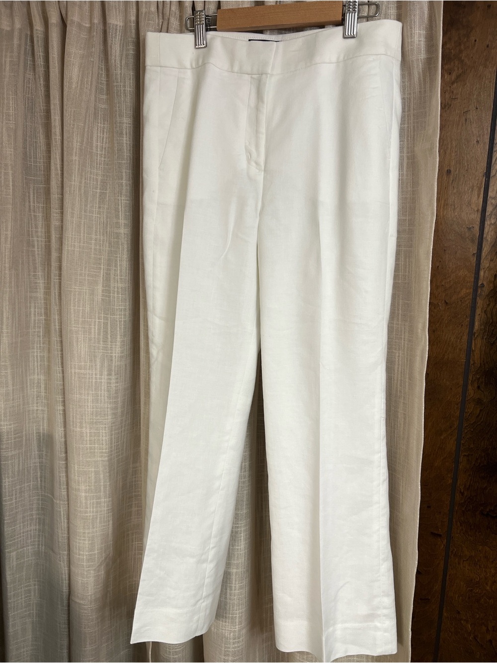 Women's White Wide-Leg Linen Blend Pants